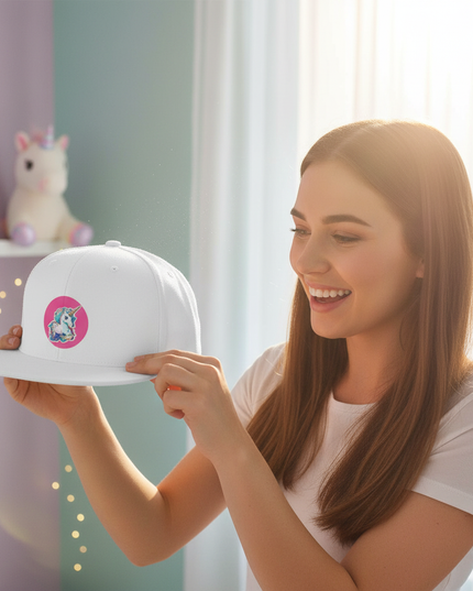 white unicorn hat - in-use