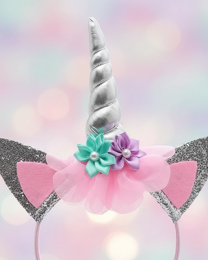 white unicorn headband - detail