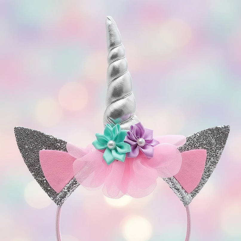 white unicorn headband - detail