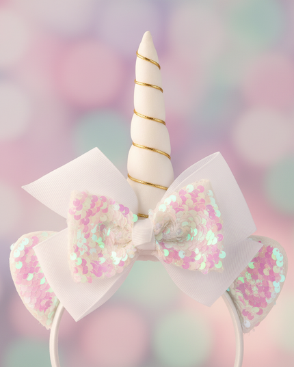 white unicorn headband for girls - detail