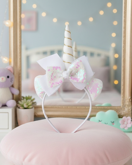 white unicorn headband for girls - lifestyle