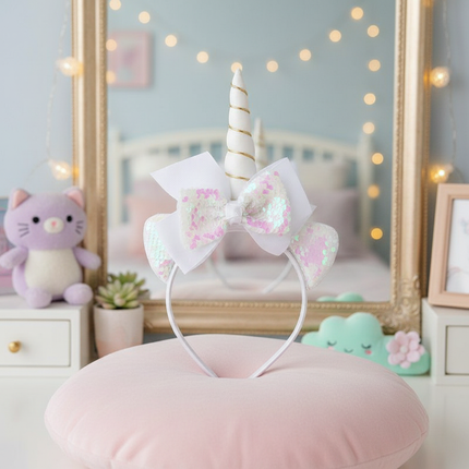 white unicorn headband for girls - lifestyle