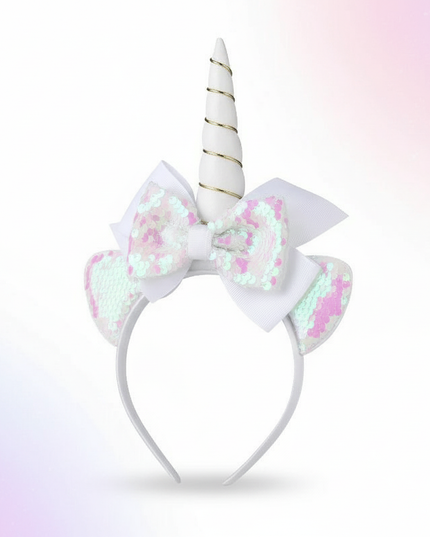 white unicorn headband for girls - white-bg