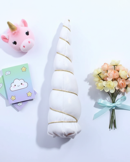 white unicorn horn craft set - flat-lay
