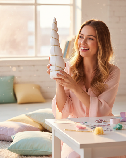white unicorn horn craft set - in-use