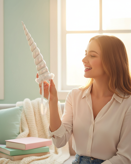 white unicorn horn for cosplay - in-use
