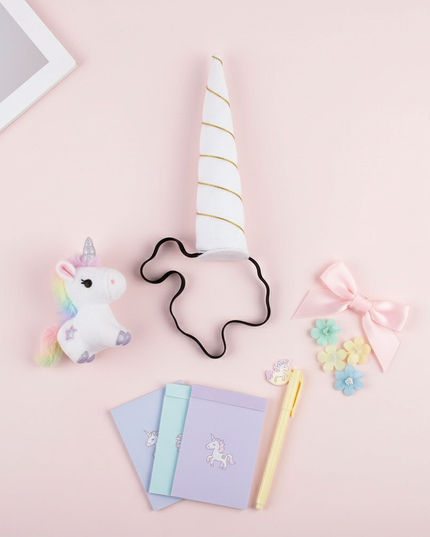 white unicorn horn headband - flat-lay