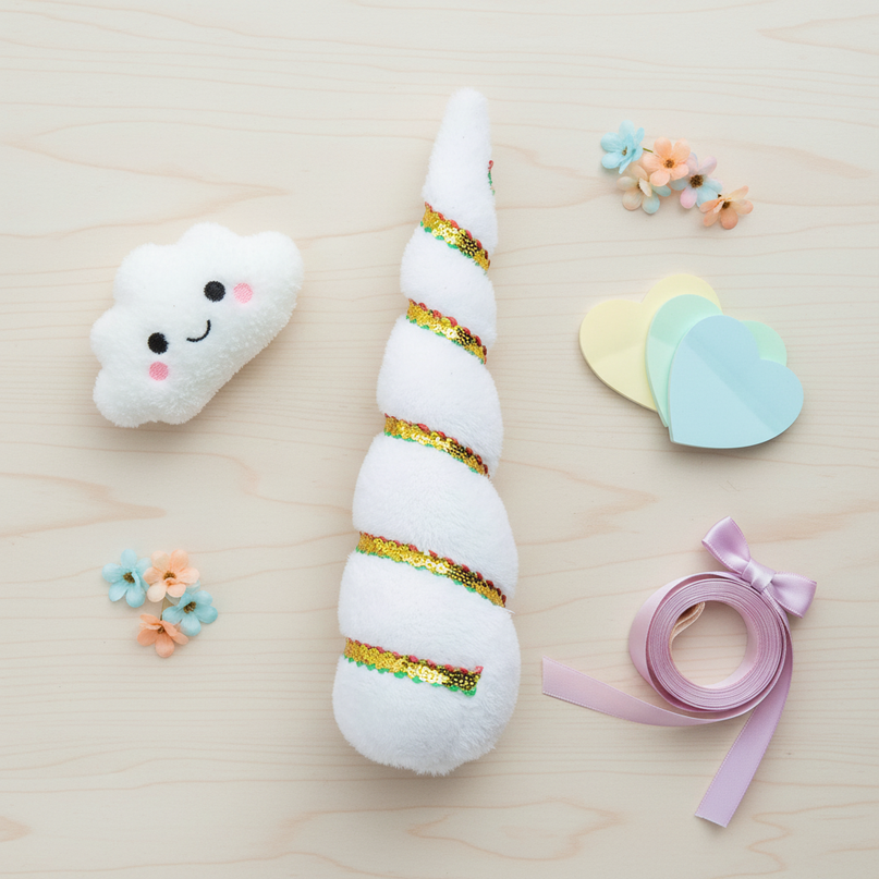 white unicorn horn party pack - flat-lay