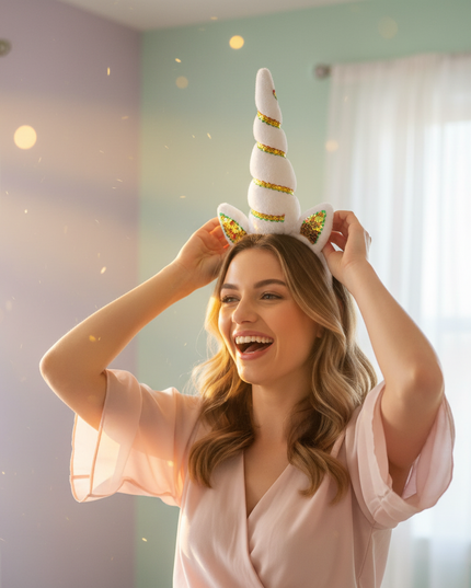 white unicorn horn party pack - in-use