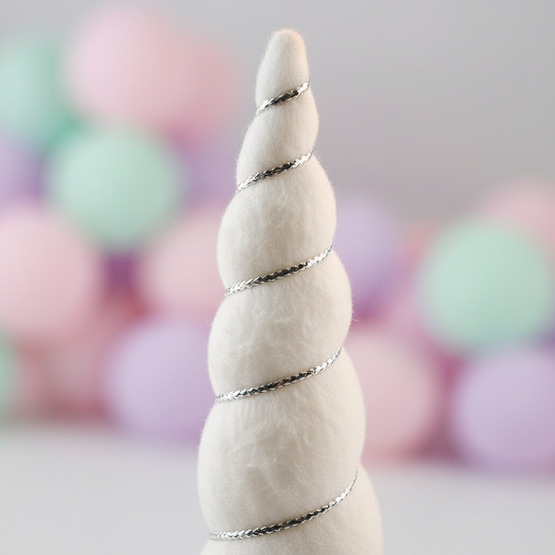 white unicorn horn party set - detail