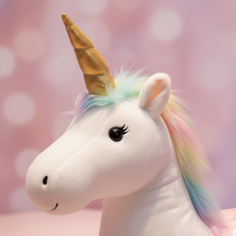 white unicorn jumbo plush - detail