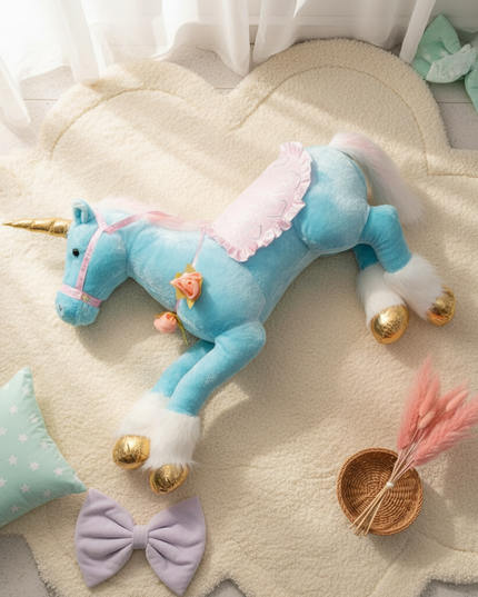 white unicorn jumbo plush - flat-lay