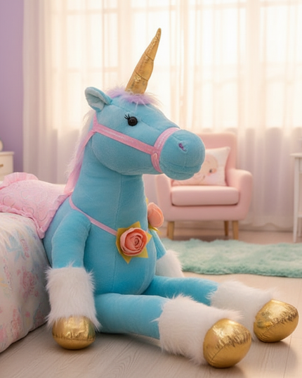 white unicorn jumbo plush - lifestyle