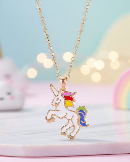 white unicorn necklace - lifestyle