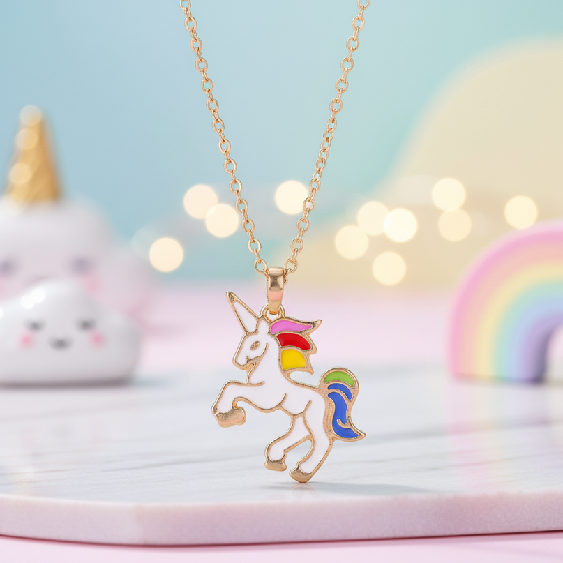 white unicorn necklace - lifestyle