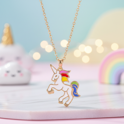 white unicorn necklace - lifestyle