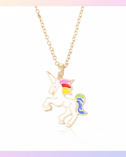 white unicorn necklace - white-bg