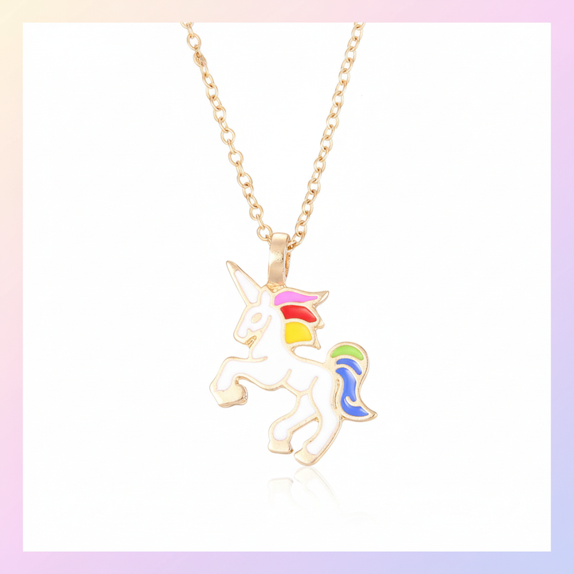 white unicorn necklace - white-bg