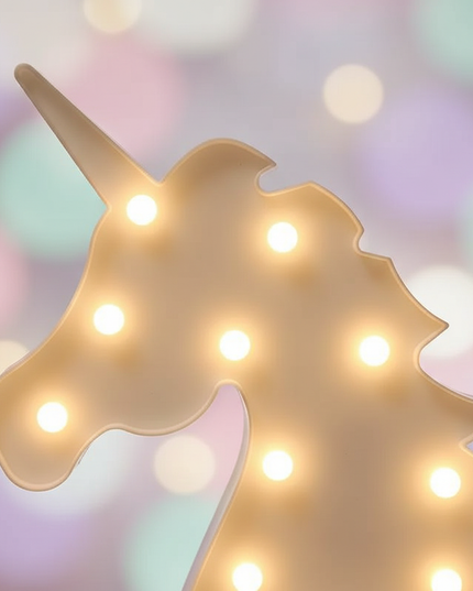 white unicorn night light - detail