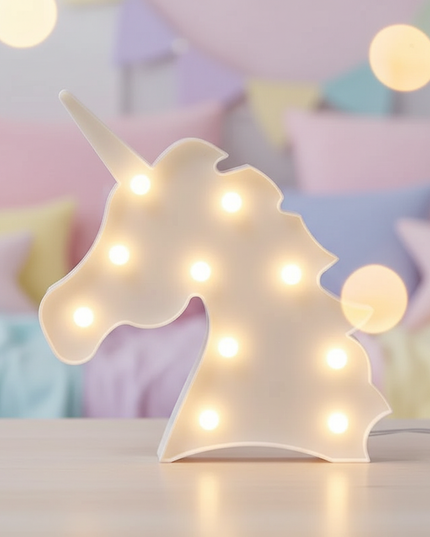 white unicorn night light - lifestyle