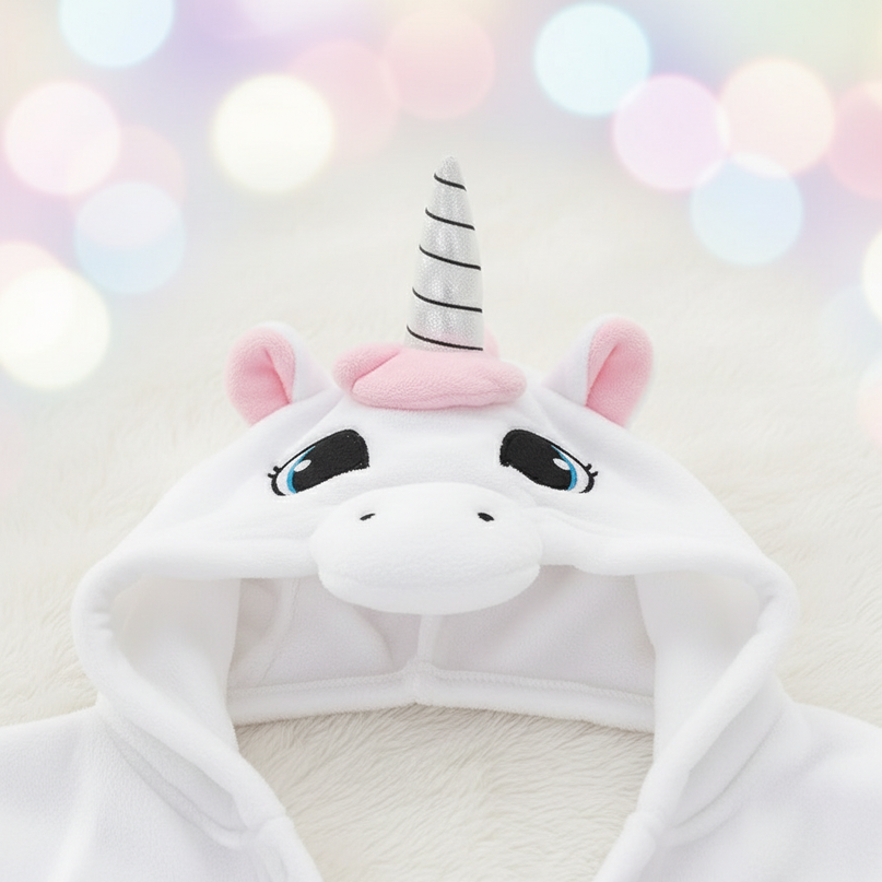white unicorn onesie adult - detail