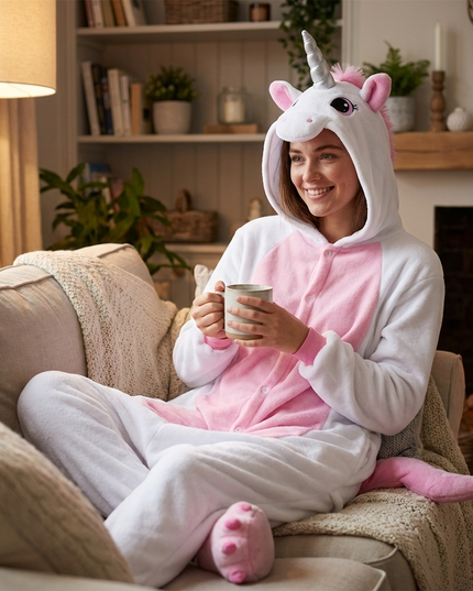 white unicorn onesie adult - lifestyle