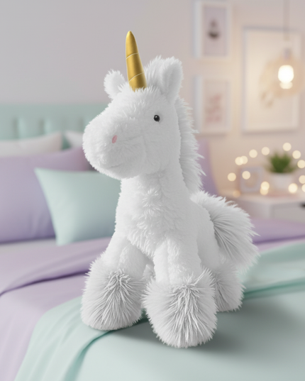 white unicorn pillow - lifestyle