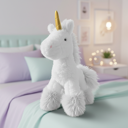 white unicorn pillow - lifestyle