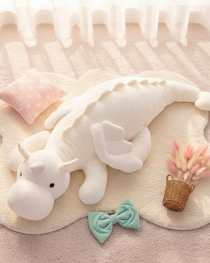 white unicorn pillow plush body - flat-lay