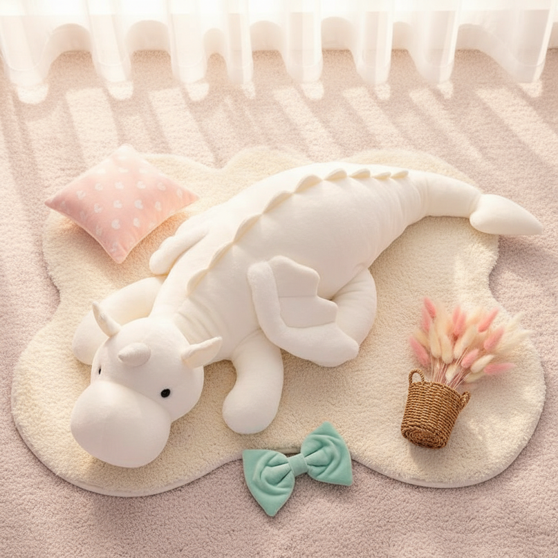 white unicorn pillow plush body - flat-lay