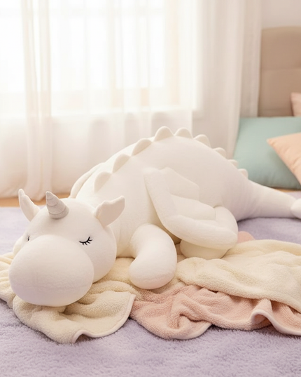 white unicorn pillow plush body - lifestyle