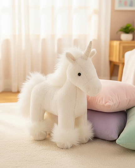 white unicorn plush doll - lifestyle