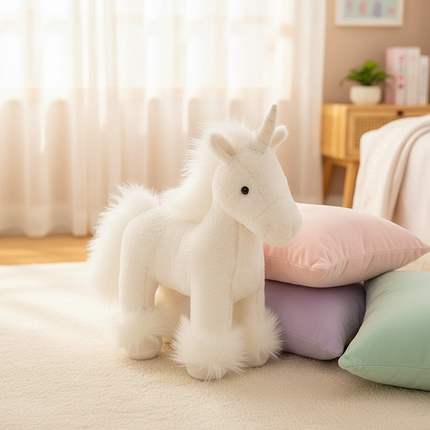 white unicorn plush doll - lifestyle