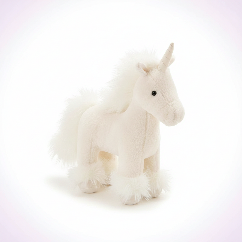 white unicorn plush doll - white-bg