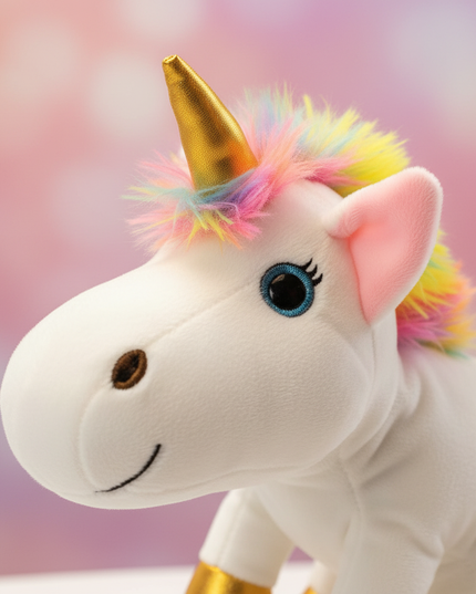 white unicorn plush puppet - detail