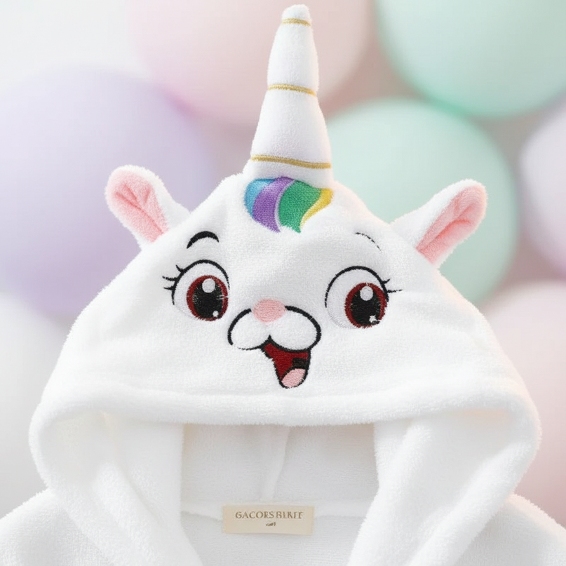 white unicorn robe - detail