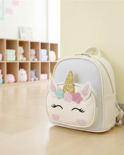 white unicorn school backpack custom name - lifestyle