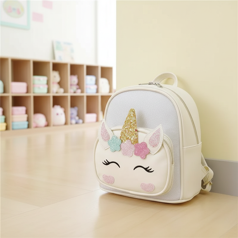 white unicorn school backpack custom name - lifestyle