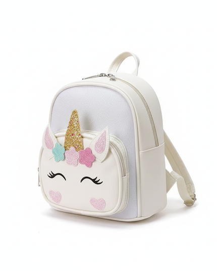 white unicorn school backpack custom name - white-bg