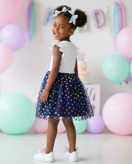white unicorn sequin heart dress - back