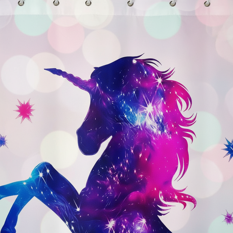 white unicorn shower curtain - detail