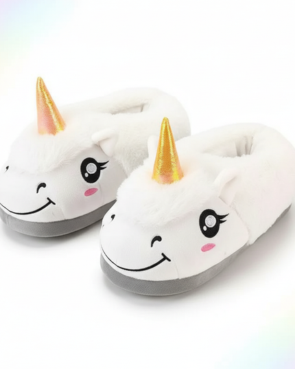 white unicorn slippers - white-bg