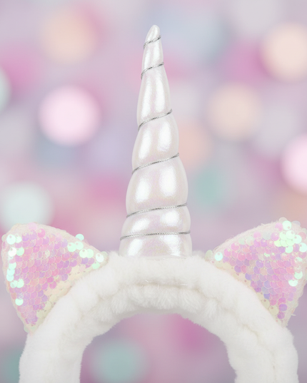 white unicorn spa headband - detail