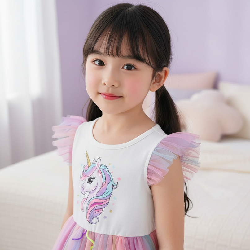 white unicorn tulle layered dress - detail