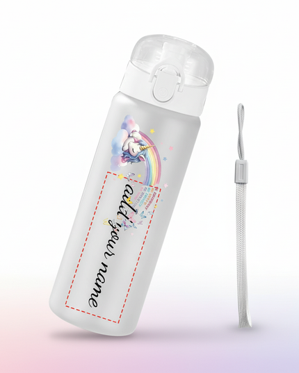 white unicorn water bottle - white-bg