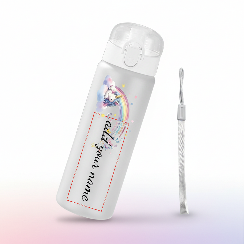 white unicorn water bottle - white-bg