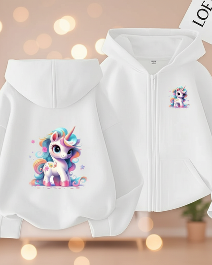 white unicorn zip hoodie - lifestyle
