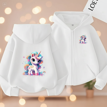 white unicorn zip hoodie - lifestyle