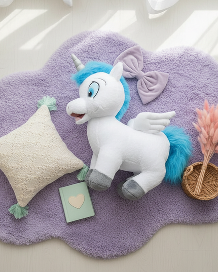 white winged unicorn plush doll - flat-lay