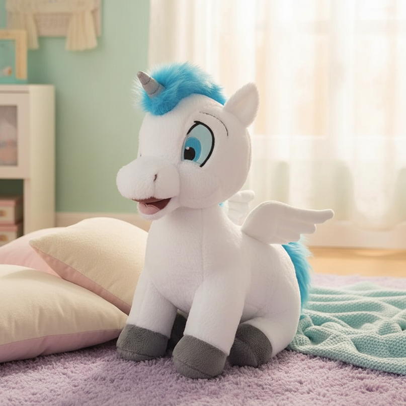 white winged unicorn plush doll - lifestyle